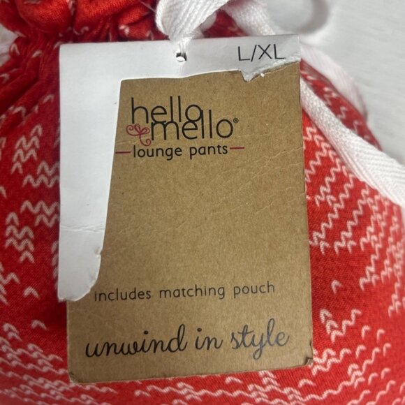 Hello Mello Lounge Pants Pajama Womens Large/XL Red New Snowflake Matching Pouch - Picture 9 of 11
